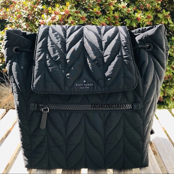 KATE SPADE Ellie Large Flap Quilted Backpack Black - Picture 5 of 8